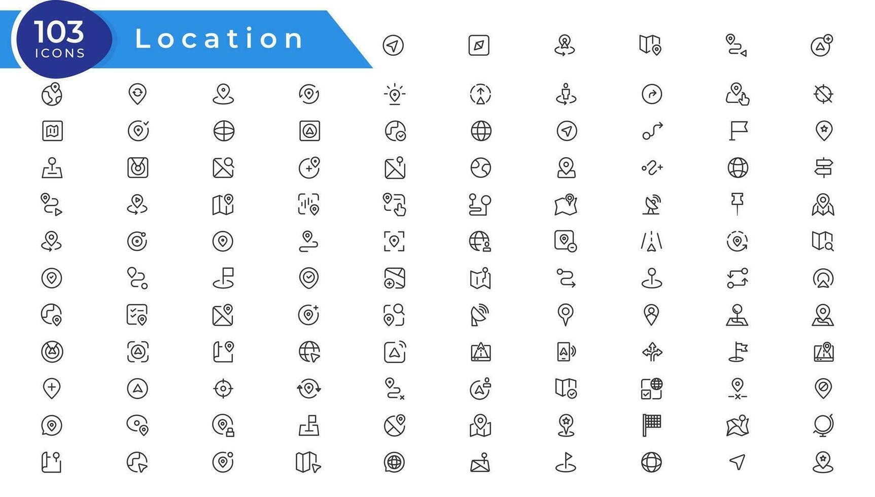 navigation, standort, gps-elemente - dünnes web-symbolset. Sammlung von Symbolen zu skizzieren. einfache Vektorillustration vektor