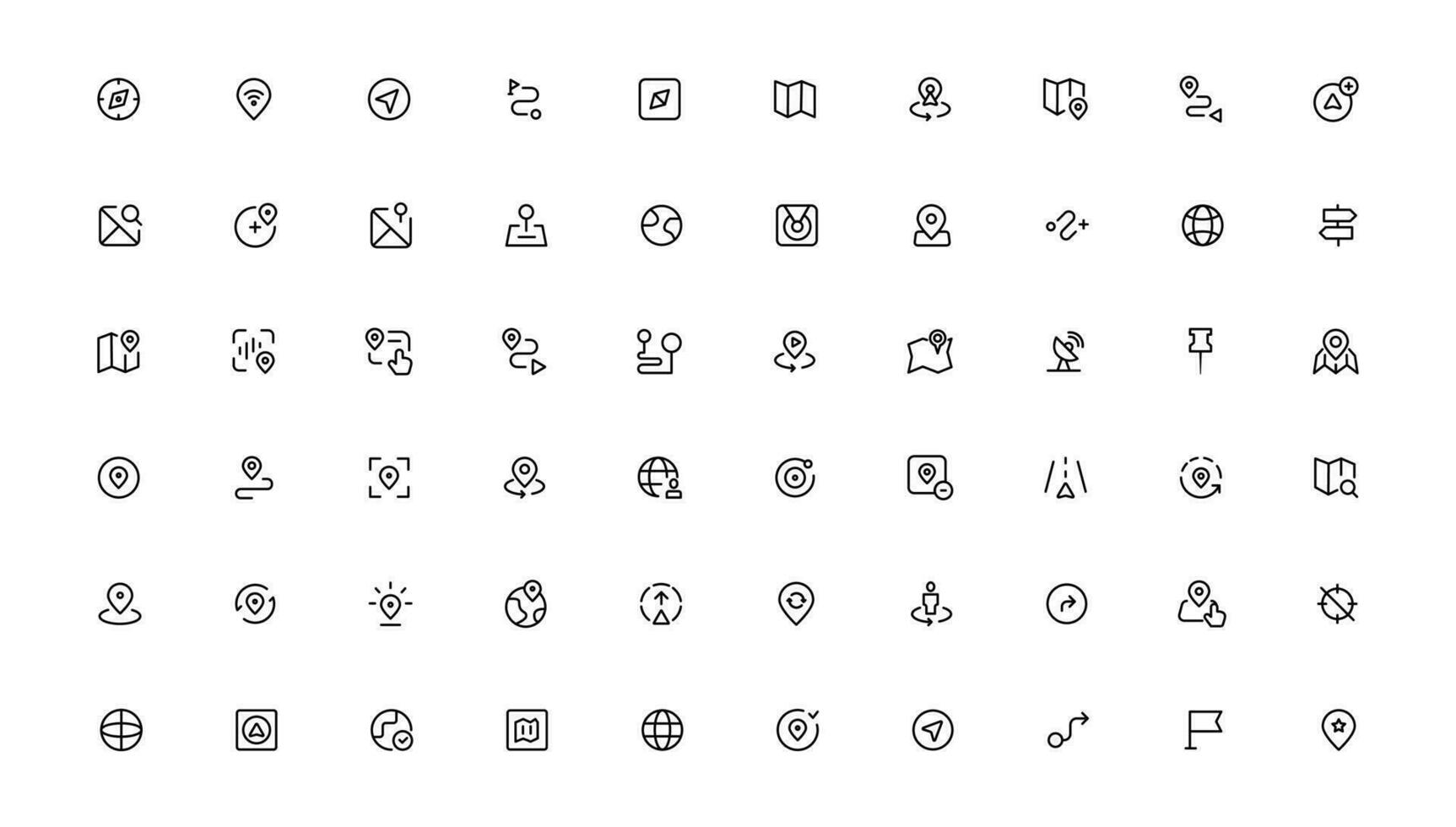 navigation, standort, gps-elemente - dünnes web-symbolset. Sammlung von Symbolen zu skizzieren. einfache Vektorillustration vektor