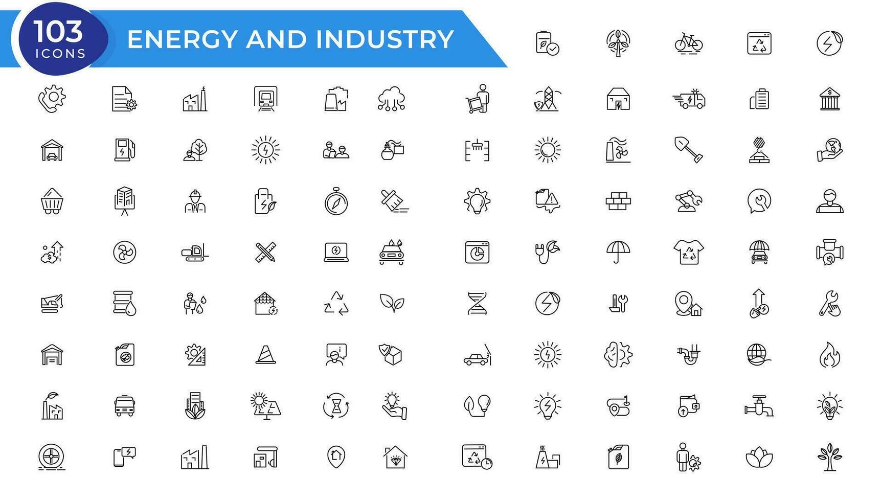 energi och industri linjär ikoner samling. energi och industri linje ikoner uppsättning. vektor illustratör.