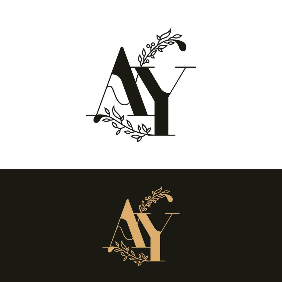 ritad för hand bröllop monogram ay logotyp vektor