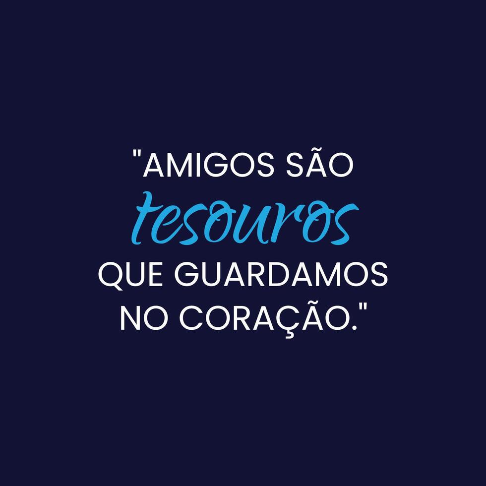 vänskap dag motivering Citat med en slät svart bakgrund i brasiliansk portugisiska vektor
