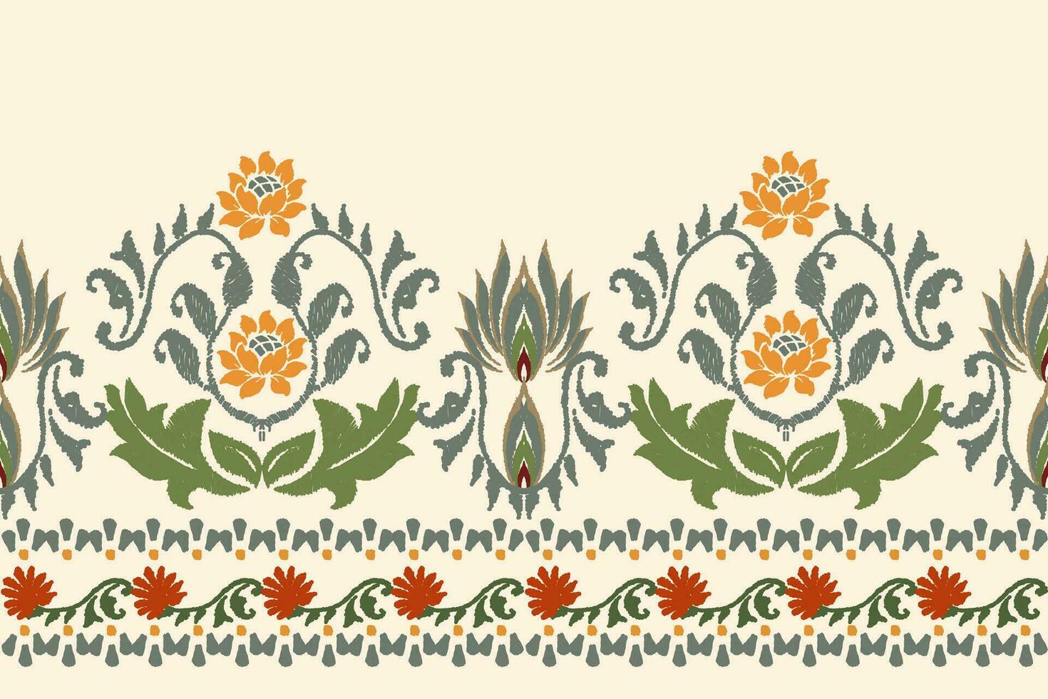 nahtlos Muster von Ikat, traditionell nahtlos Muster, Gelb Hintergrund, aztekisch Stil, Stickerei, abstrakt, Vektor, Design Illustration zum Textur, Stoff, drucken. vektor