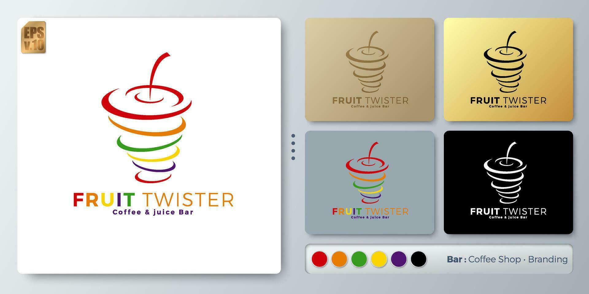 Obst Twister Vektor Illustration Logo minimal Design. leer Name zum einfügen Ihre Branding. entworfen mit Beispiele zum alle Arten von Anwendungen. Sie können benutzt zum Unternehmen, Identität, Eis Sahne Geschäft