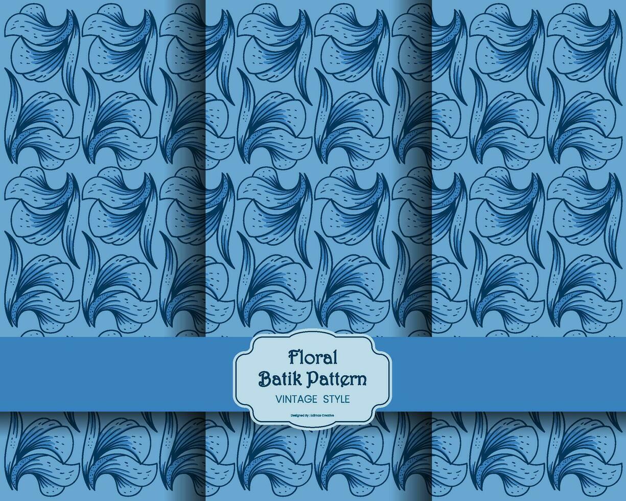 Blau Jahrgang Blumen- Batik Muster vektor
