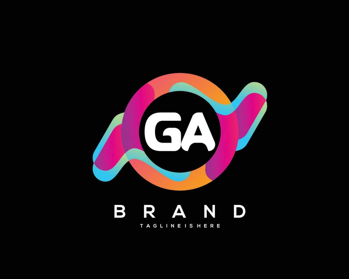 Initiale Brief ga Logo Design mit bunt Stil Kunst vektor