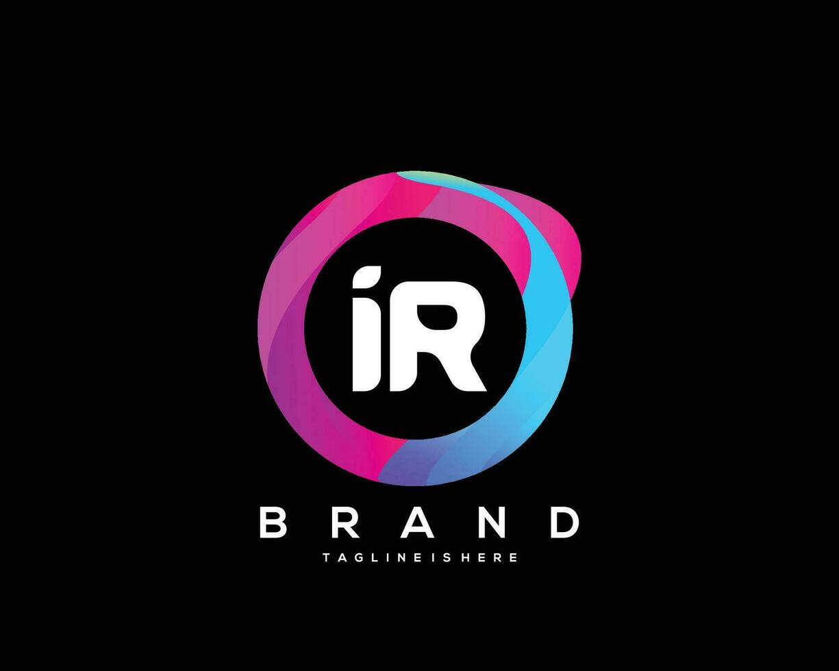 Initiale Brief ir Logo Design mit bunt Stil Kunst vektor