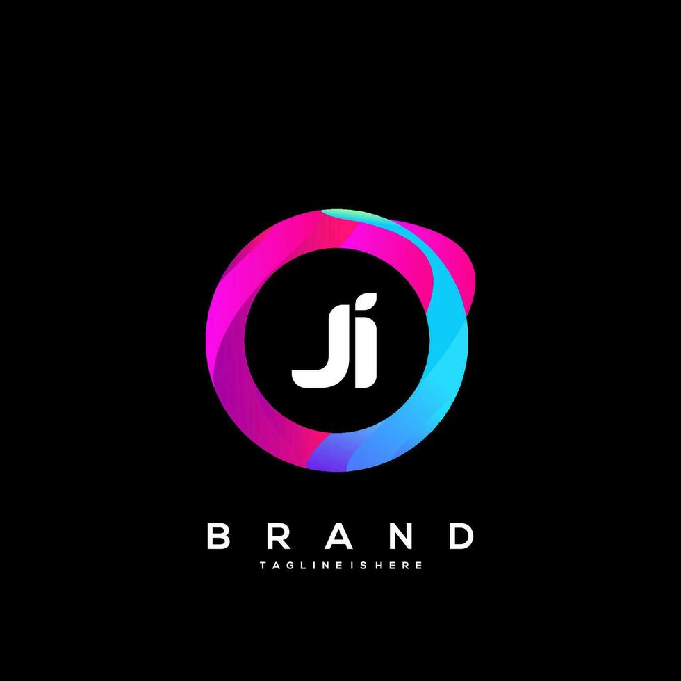 Brief ji Gradient Farbe Logo Vektor Design