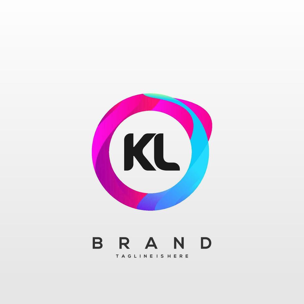 Brief kl Gradient Farbe Logo Vektor Design