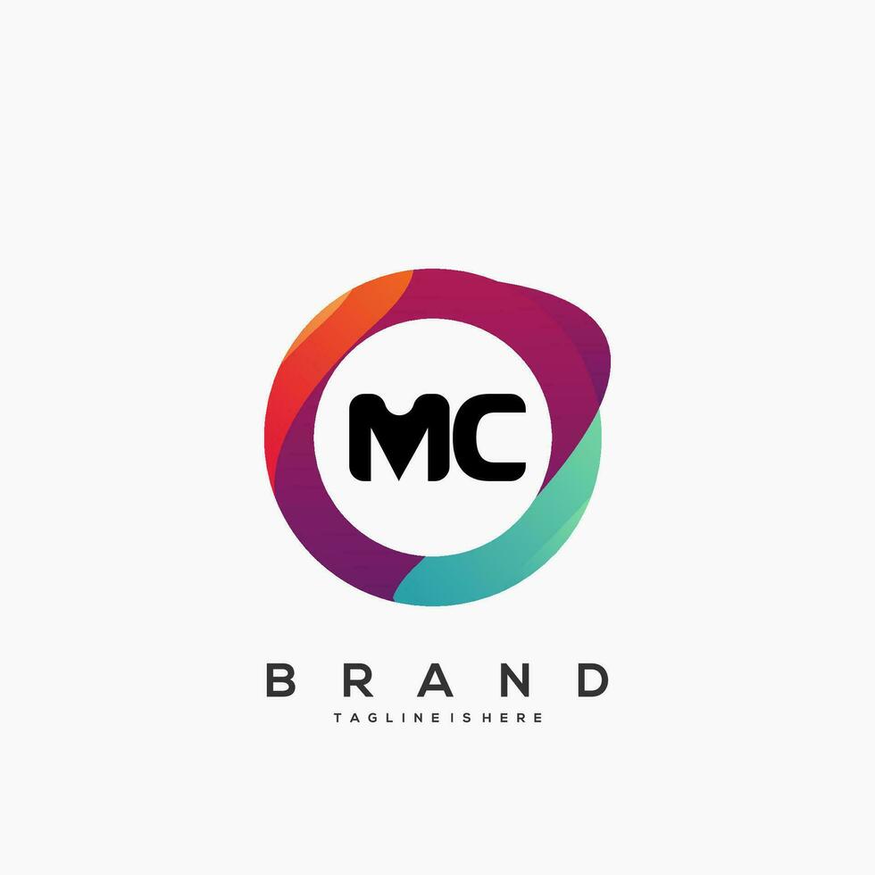 Brief mc Gradient Farbe Logo Vektor Design