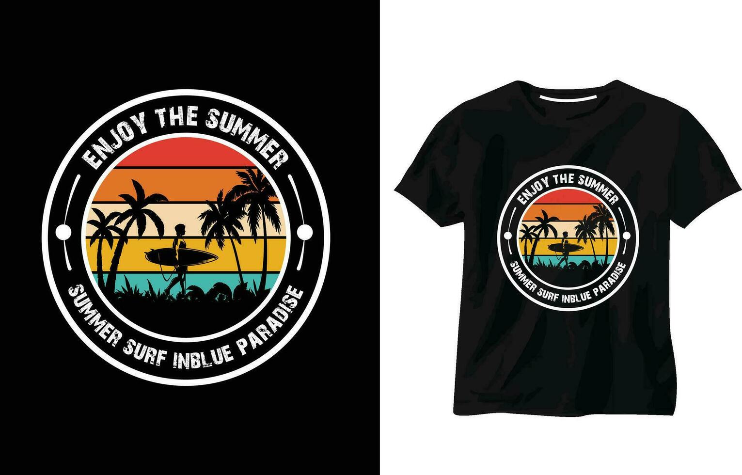 njut av de sommar t-shirt design, sommar paradis, surfing paradis, ha sönder de vågor, hav strand, kalifornien strand, sommar t-shirt design vektor