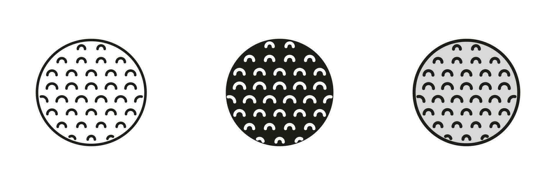 golf boll svart silhuett och linje ikon uppsättning. boll för spela sporter spel fast och översikt svart och Färg symboler samling på vit bakgrund. isolerat vektor illustration.