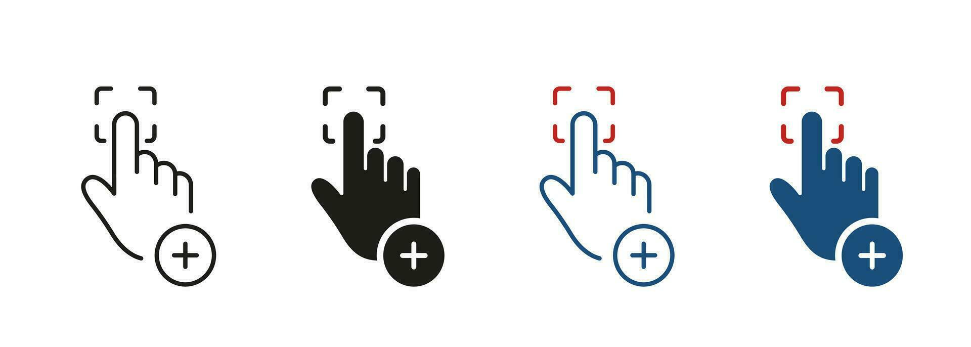 Scan Fingerabdruck Passwort zu Zugriff Linie und Silhouette Symbol Satz. berühren Ich würde Technologie im Smartphone Symbol Sammlung. Scanner zum Mensch Finger drucken Identifikation. isoliert Vektor Illustration.