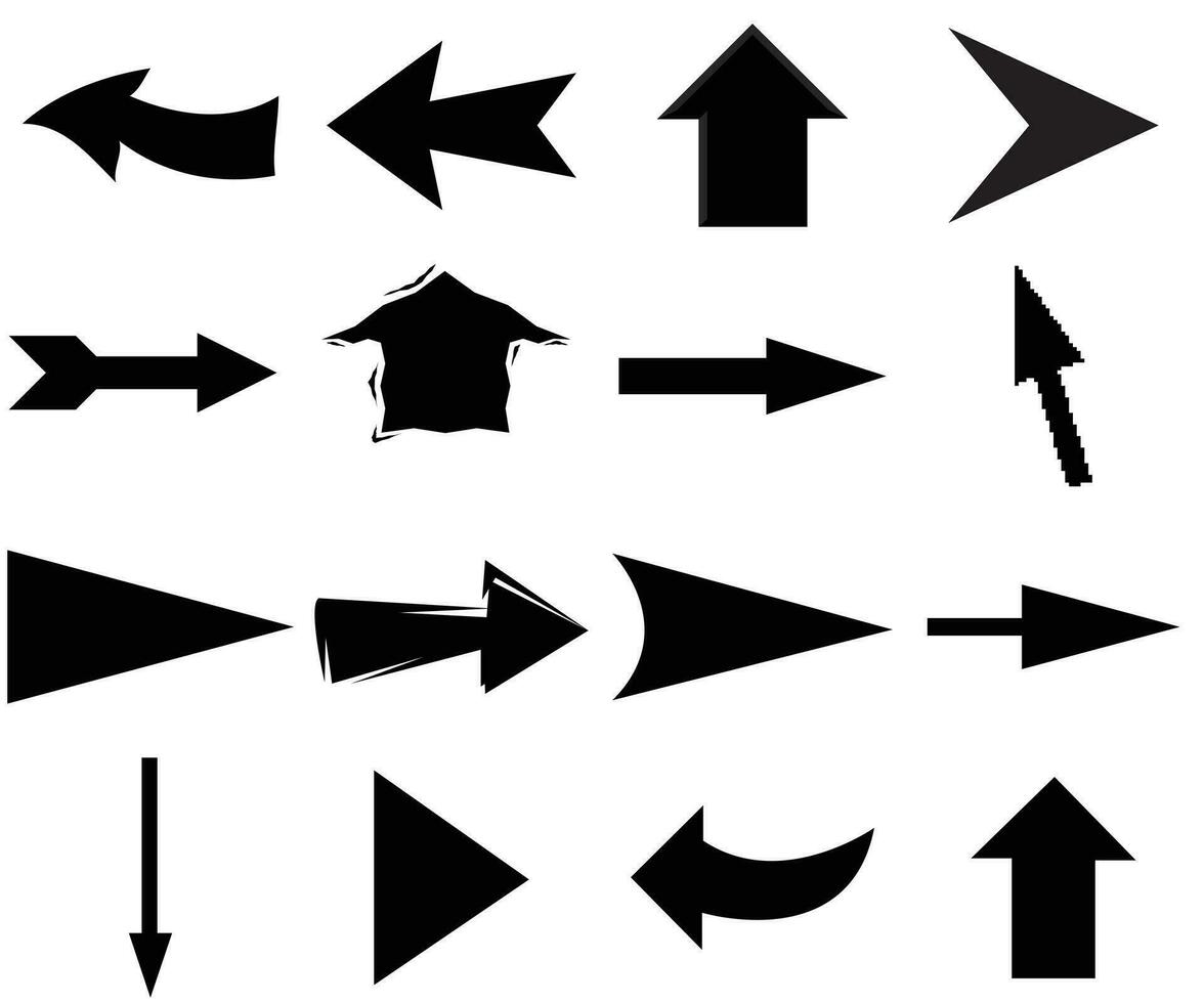 Pfeile groß schwarz einstellen Symbole. Pfeil Symbol. Pfeil Vektor Sammlung. Pfeil. Mauszeiger. modern einfach Pfeile. Vektor Illustration. Pfeil Vektor.