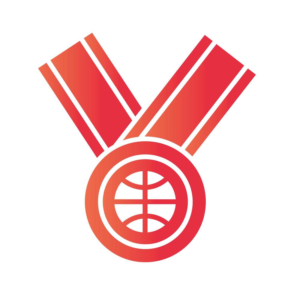 basket spel medalj pris rekreation sport lutning stil ikon vektor