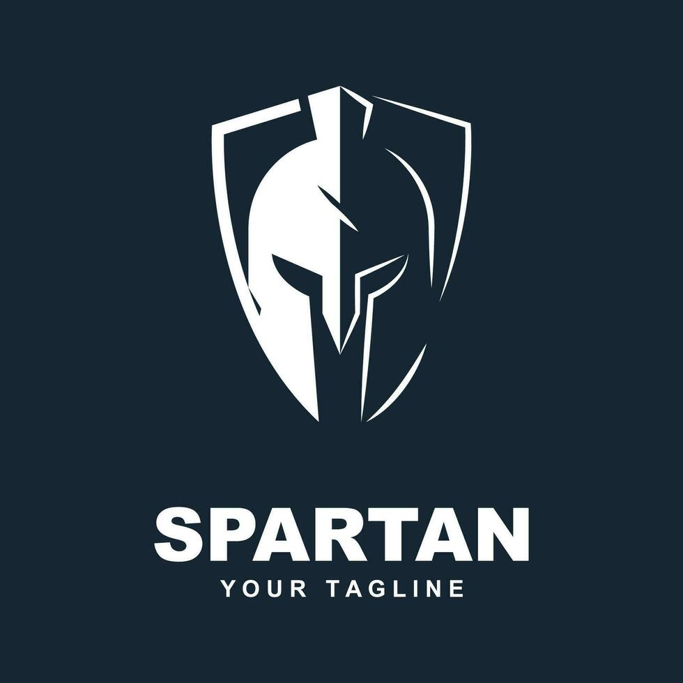 Schild und Helm von das spartanisch Krieger Symbol, spartanisch Helm Logo Vektor Illustration