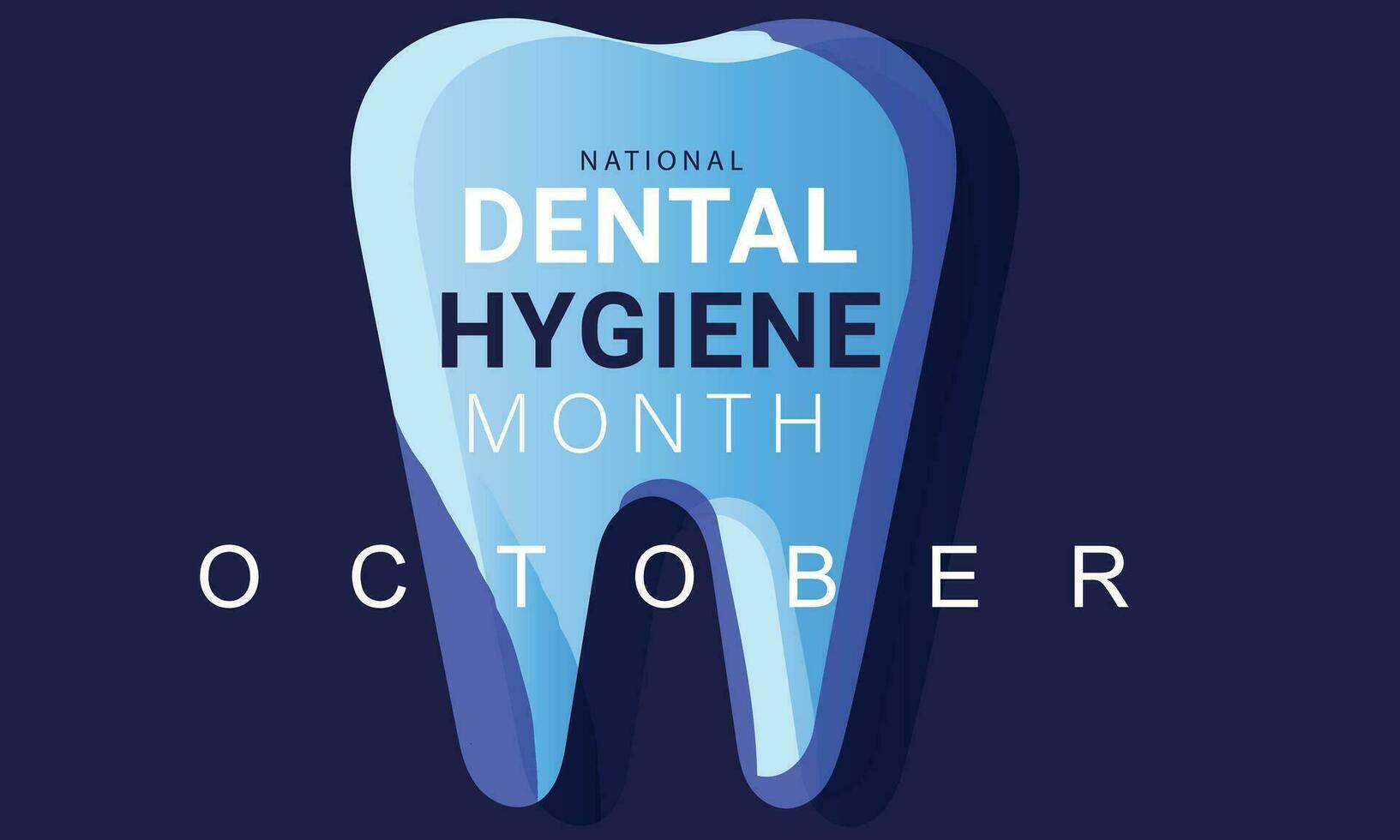National Dental Hygiene Monat. Hintergrund, Banner, Karte, Poster, Vorlage. Vektor Illustration.