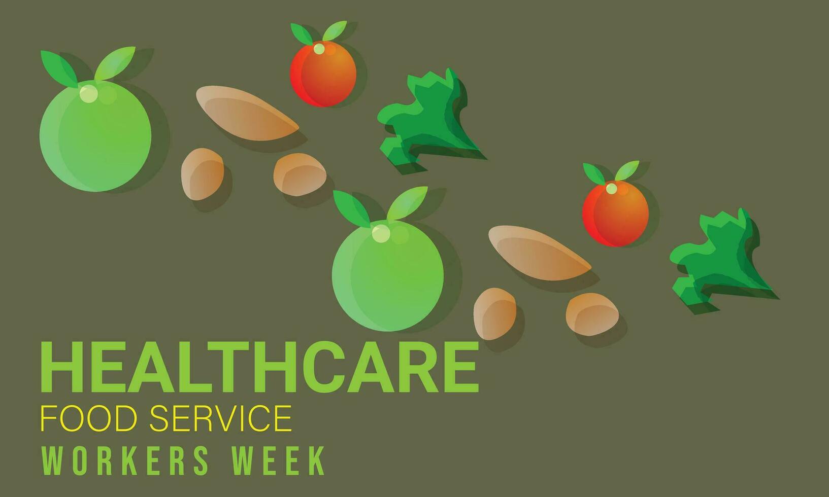 sjukvård mat service arbetare vecka. bakgrund, baner, kort, affisch, mall. vektor illustration.