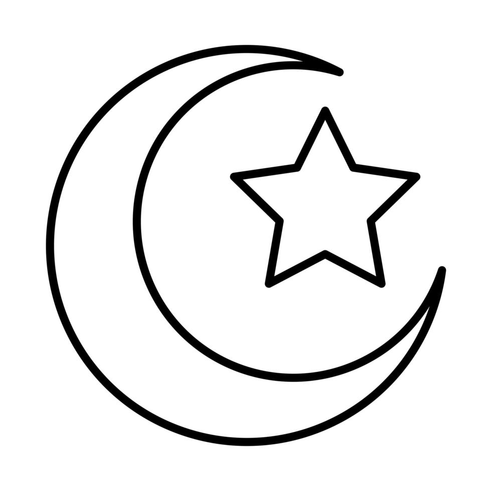 moon star eid mubarak islamiska religiösa firande linje stilikon vektor