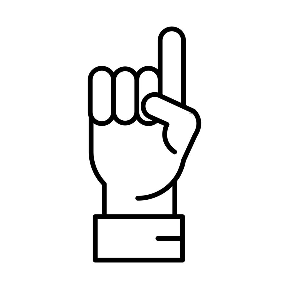 Hand angehoben mit Zeigefinger-Zeigelinie und Füllstil-Symbol vektor