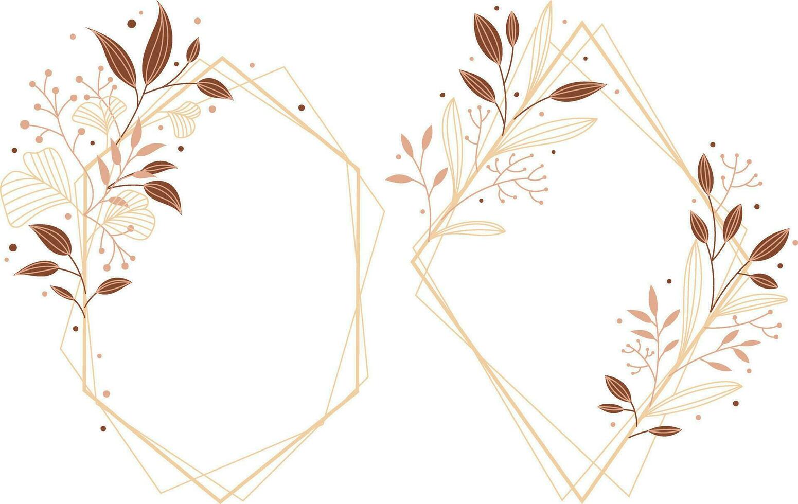 golden Frames mit Blumen und Blätter isoliert Symbol Vektor Illustration Design