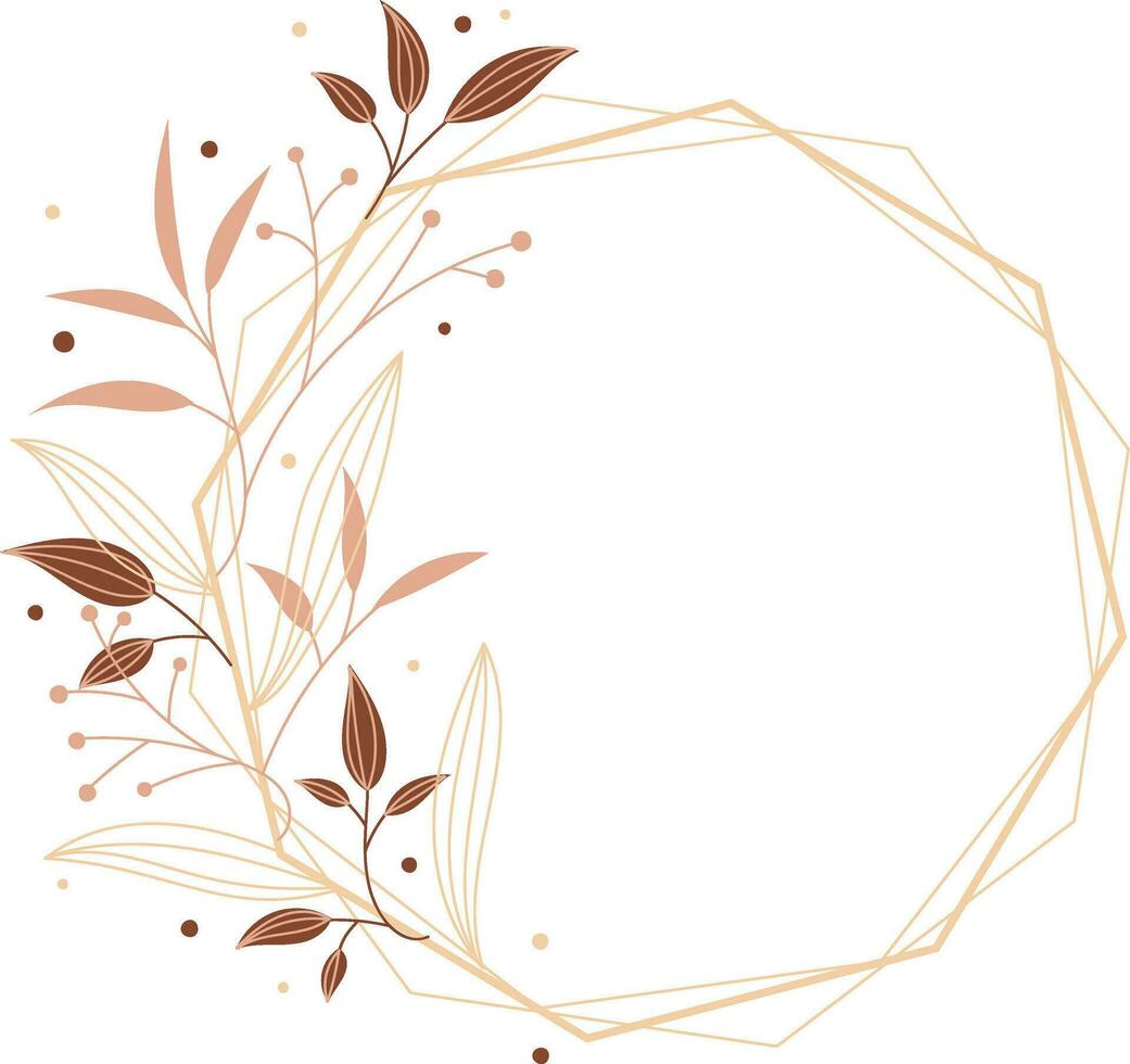 Rahmen kreisförmig mit Geäst und Blätter isoliert Symbol Vektor Illustration Design