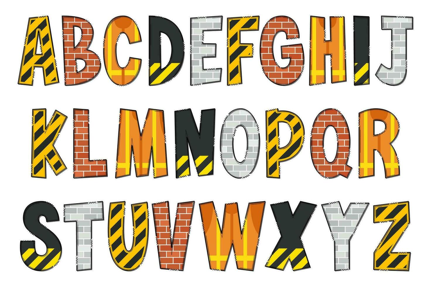 handgjord konstruktion brev. Färg kreativ konst typografisk design vektor