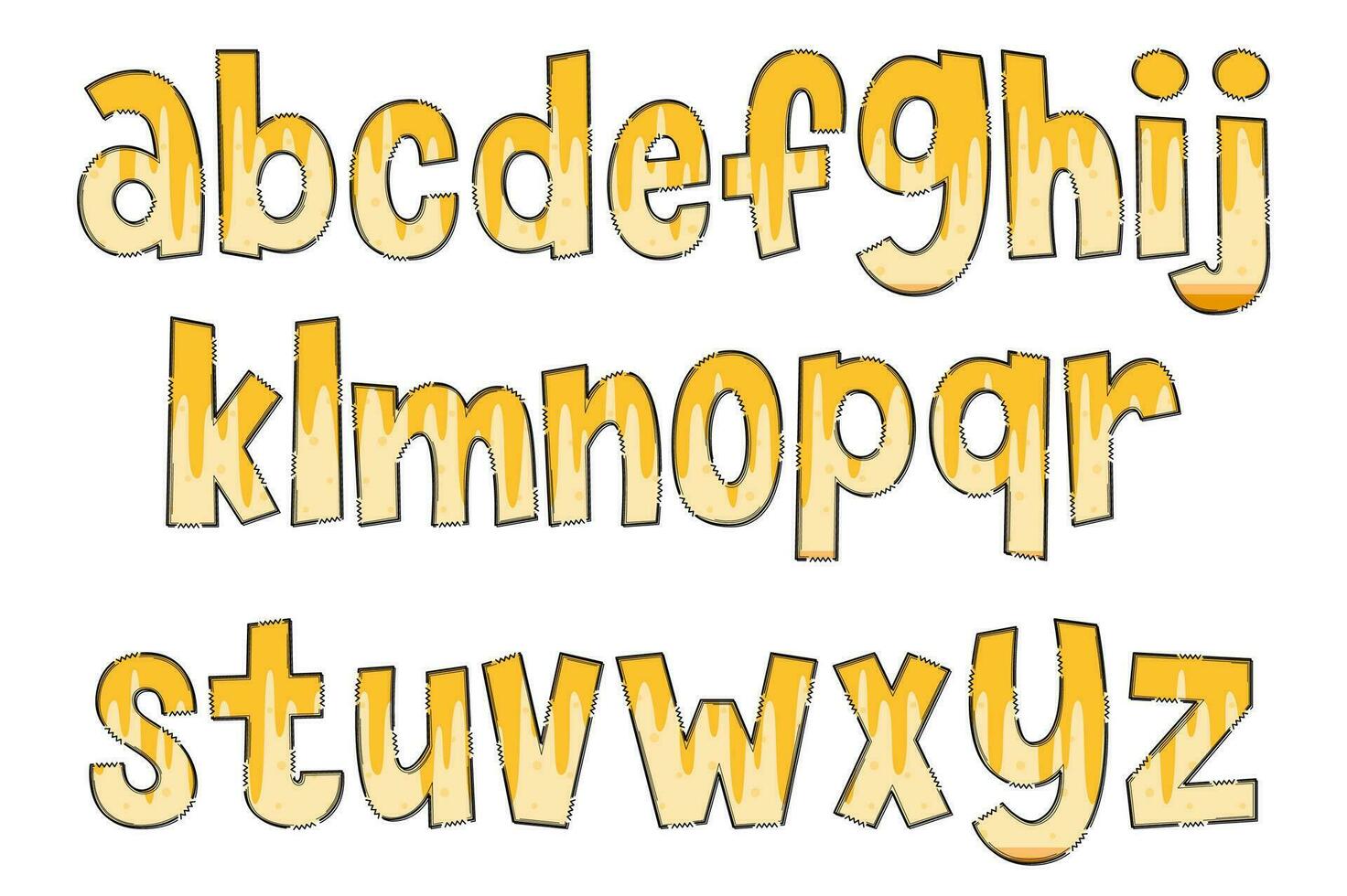 handgemacht Käsekuchen Briefe. Farbe kreativ Kunst typografisch Design vektor