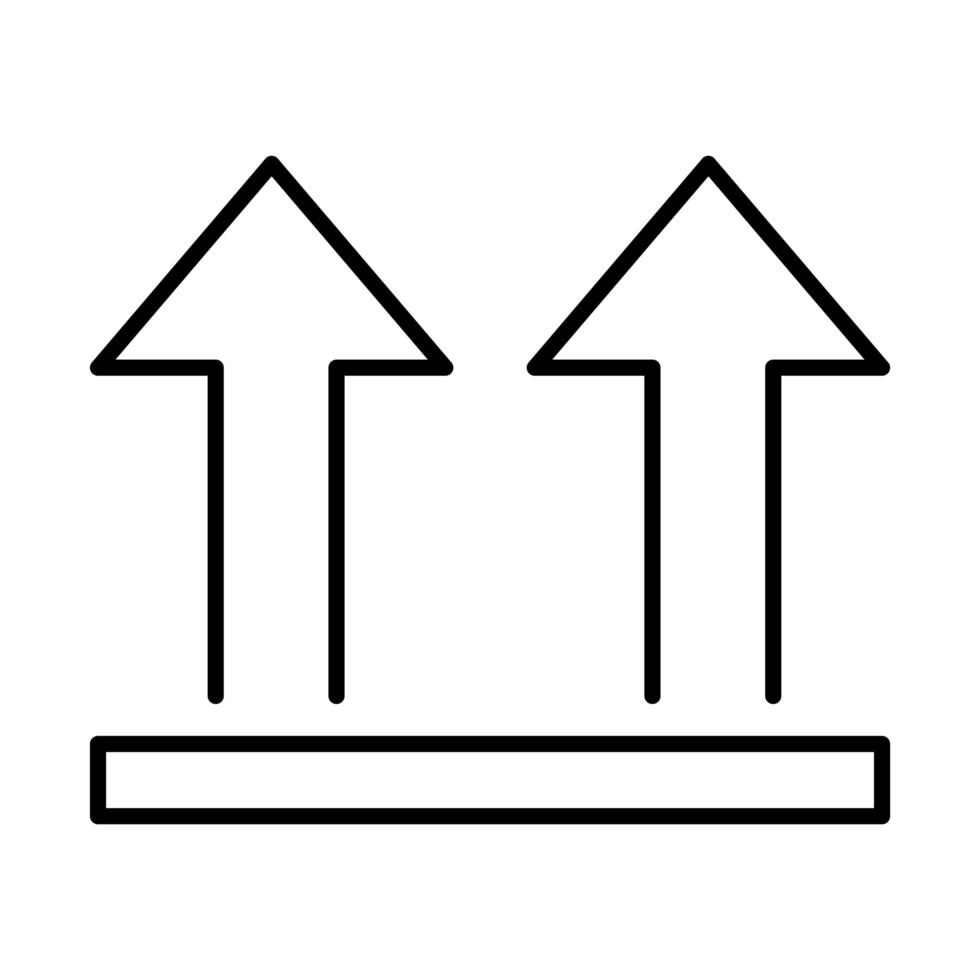 Lieferverpackungspfeile diese Seite nach oben Symbol für den Linienstil der Frachtverteilung vektor