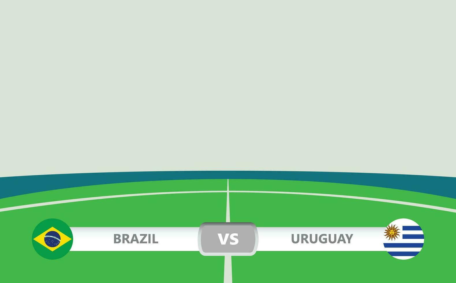 Vektor Spiel Vorschau mit niedriger dritte Etikette innerhalb Fußball Stadion Hintergrund. Brasilien vs. Uruguay.