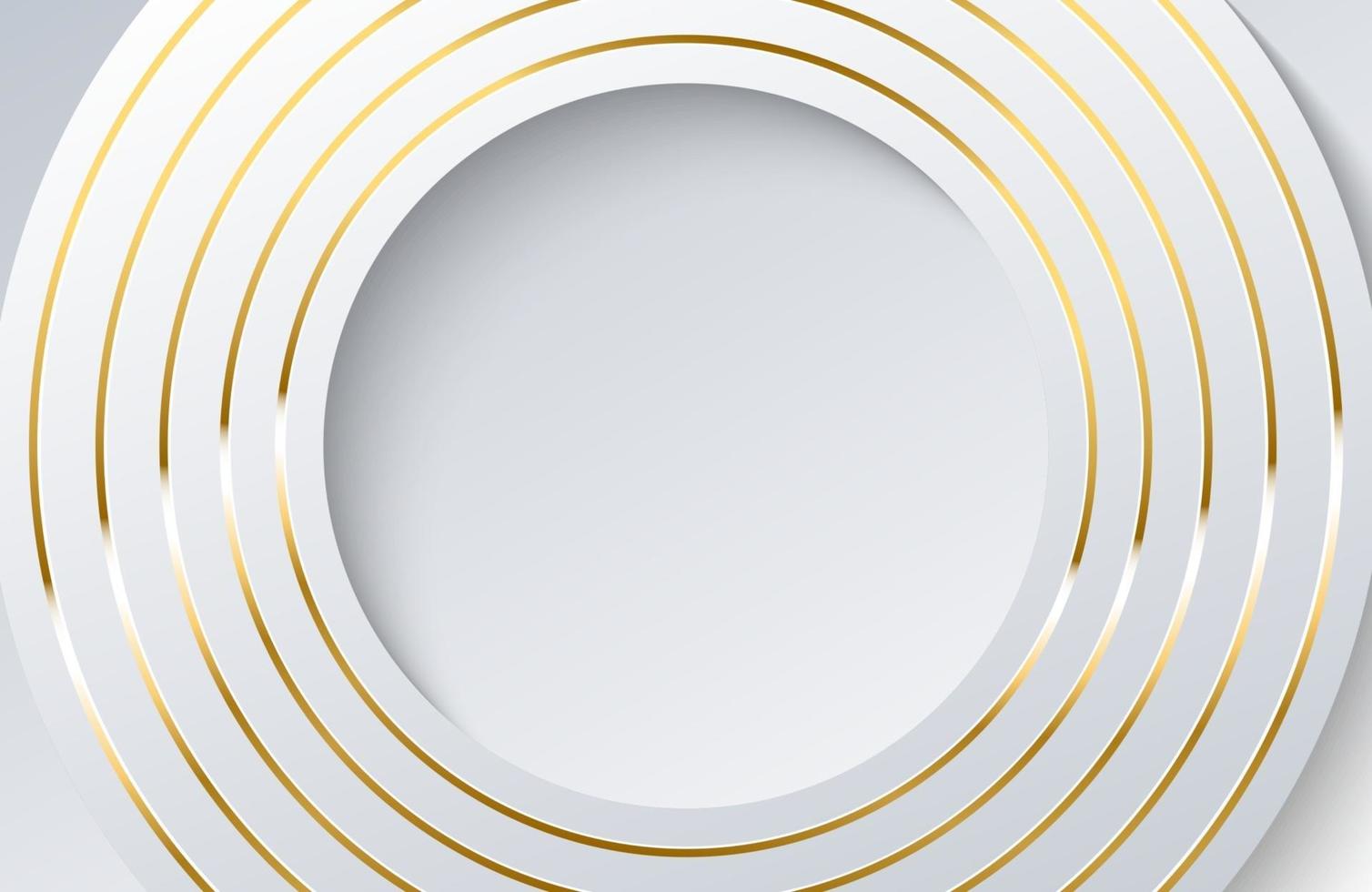 moderner weißer Hintergrund mit glänzendem Goldkreiselement. elegantes Kreisformdesign mit goldenem Linienvektor vektor