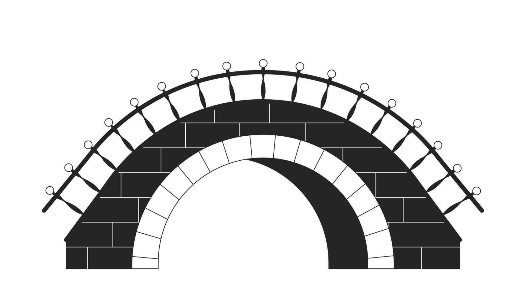 Stein Brücke eben einfarbig isoliert Vektor Objekt. editierbar schwarz und Weiß Linie Kunst Zeichnung. einfach Gliederung Stelle Illustration zum Netz Grafik Design