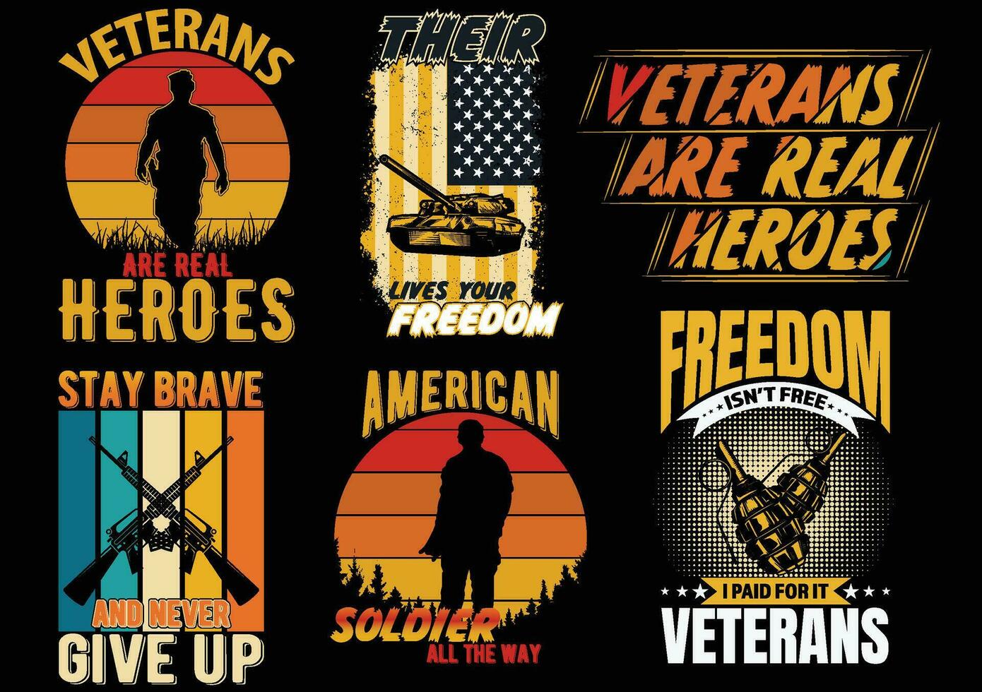 Jahrgang Veteran T-Shirt Design, amerikanisch Soldat T- Hemd Design. vektor