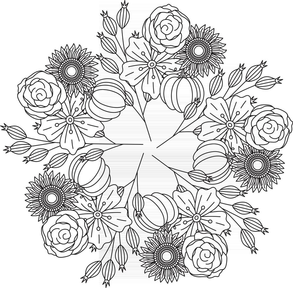 Blumengartenblumen tropischer Waldmonogramm-Vektorillustration vektor