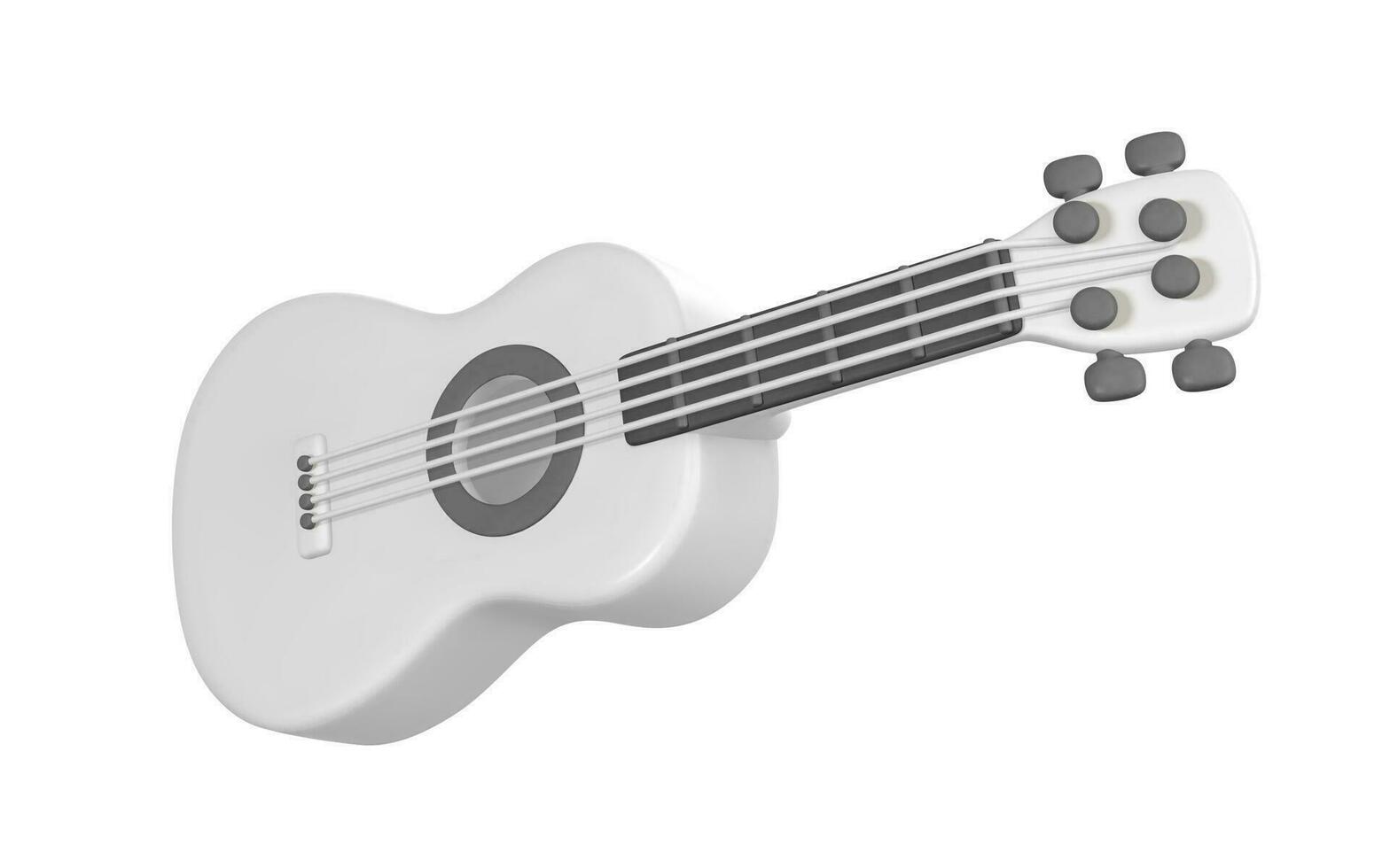 3d realistisk akustisk gitarr för musik begrepp design i plast tecknad serie stil. vektor illustration