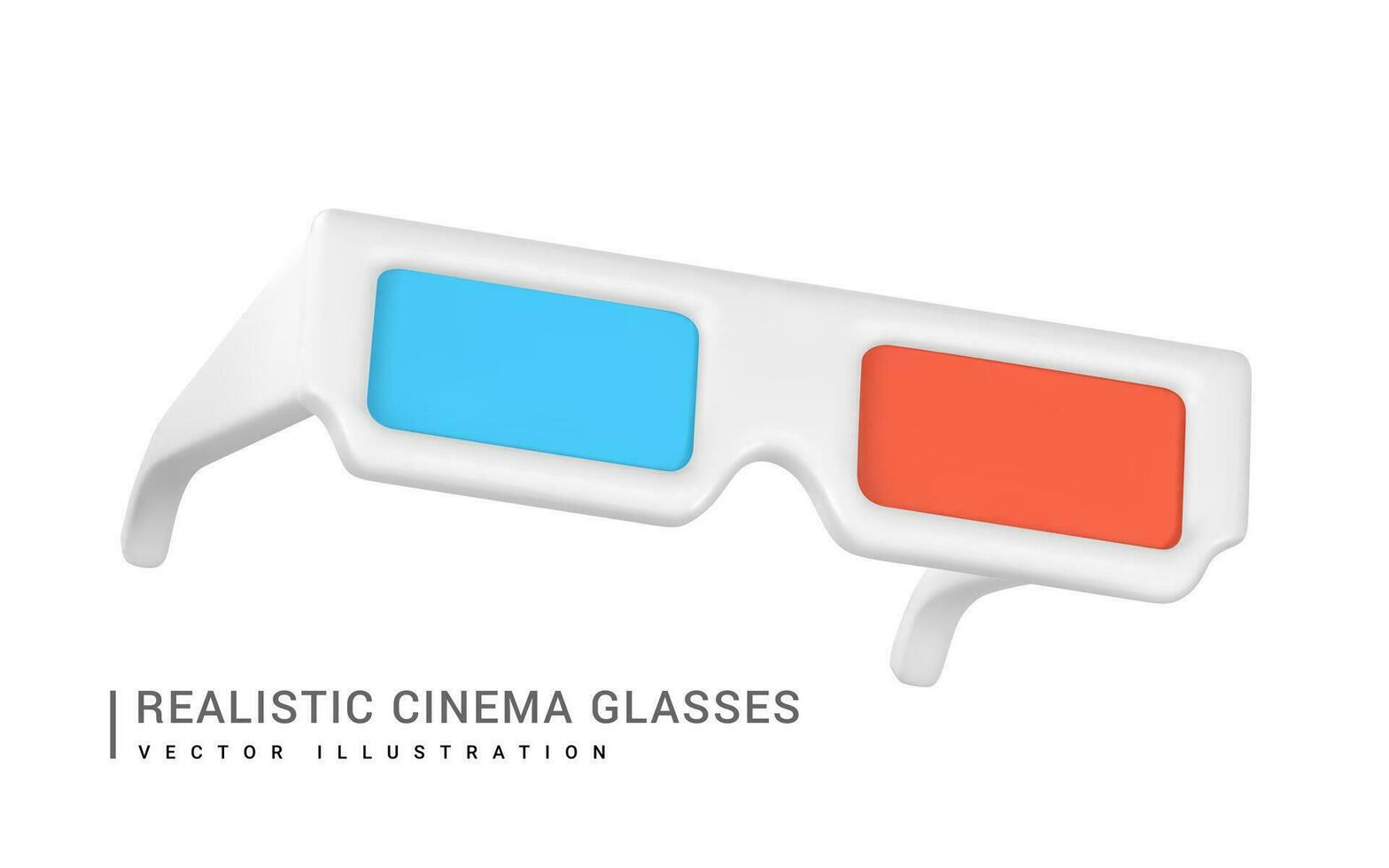 realistisch Blau Rot 3d Stereo Brille zum Aufpassen Filme im Plastik Karikatur Stil. Vektor Illustration