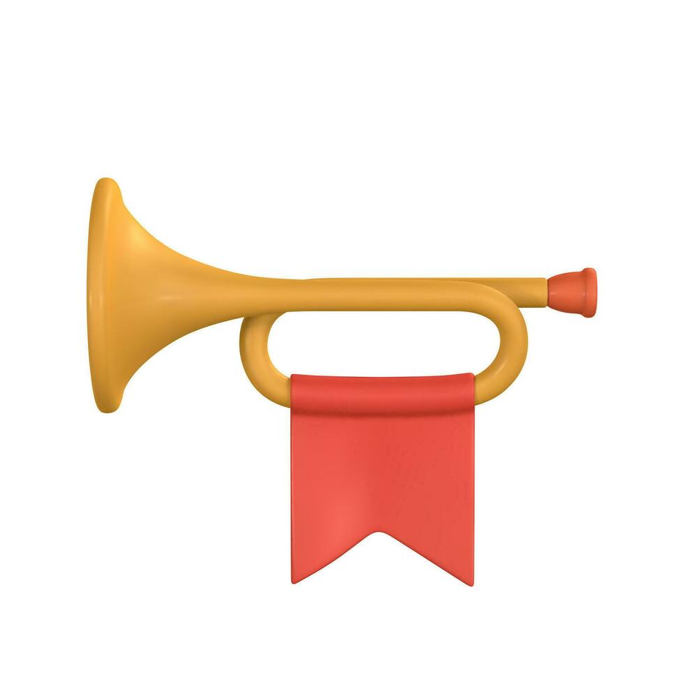 3d realistisch Trompete zum Musik- Konzept Design im Plastik Karikatur Stil. Vektor Illustration