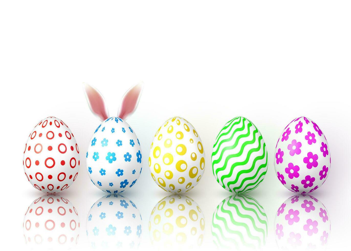 Lycklig påsk. Färg påsk ägg på vit bakgrund. vektor illustration