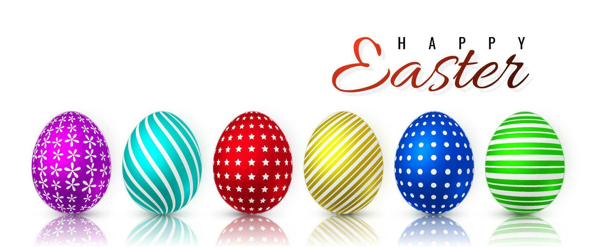 glücklich Ostern. Farbe Ostern Eier auf Weiß Hintergrund. Vektor Illustration