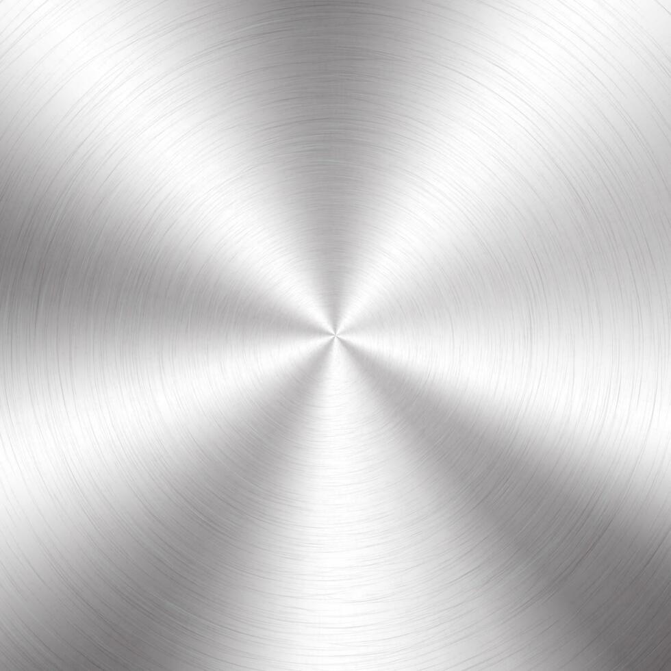 Silber metallisch radial Gradient mit Kratzer. Titan, Stahl, Chrom, Nickel vereiteln Oberfläche Textur Wirkung. Vektor Illustration