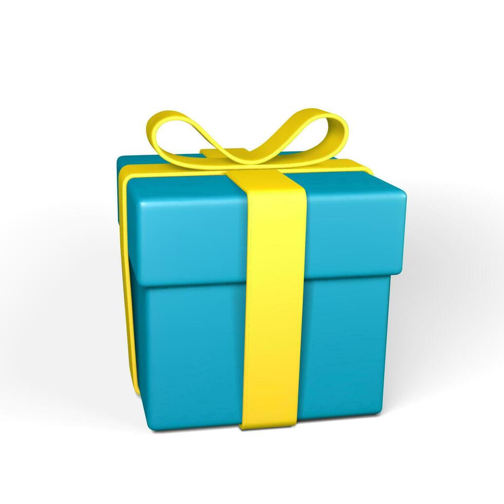 realistisch Geschenk Box mit rot Bogen isoliert auf grau Hintergrund. Vektor Illustration