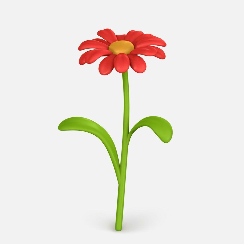 3d söt dahlia. blomma kamomill i tecknad serie stil. vektor illustration