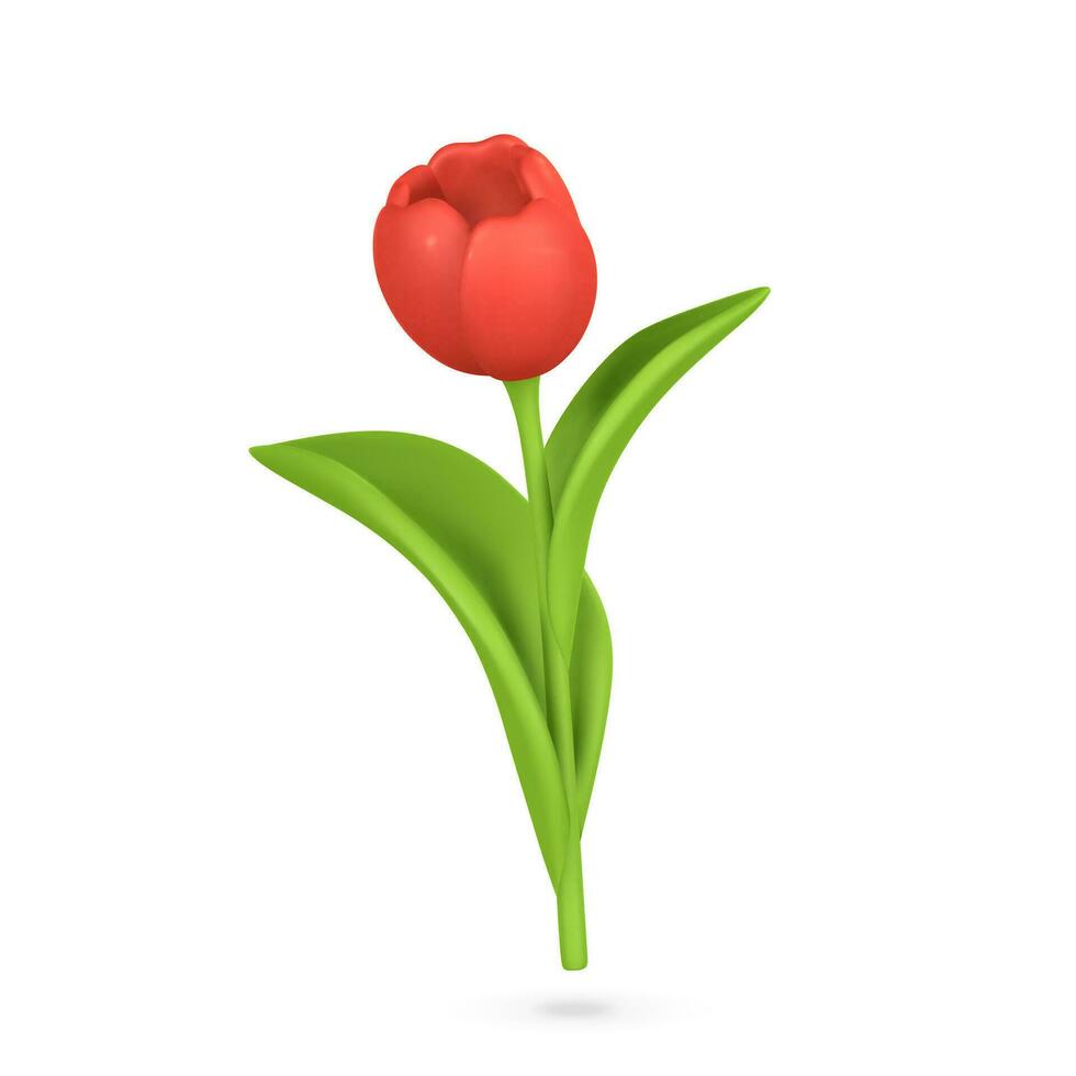 3d söt färgrik vår blomma tulpan i tecknad serie stil för bukett eller dekoration. vektor illustration