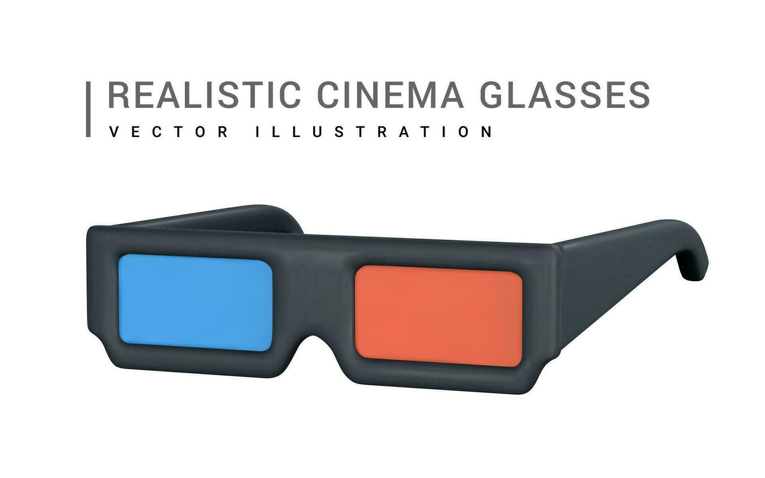 realistisk blå röd 3d stereo glasögon för tittar på bio i plast tecknad serie stil. vektor illustration
