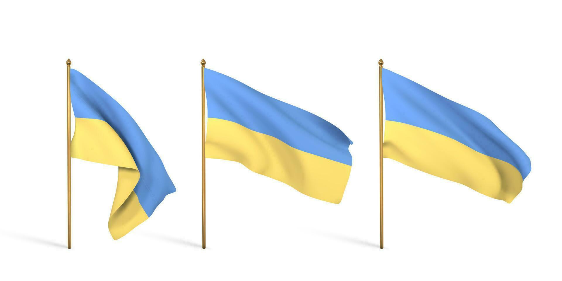 realistisch Ukraine Flagge auf Weiß Hintergrund. Vektor Illustration