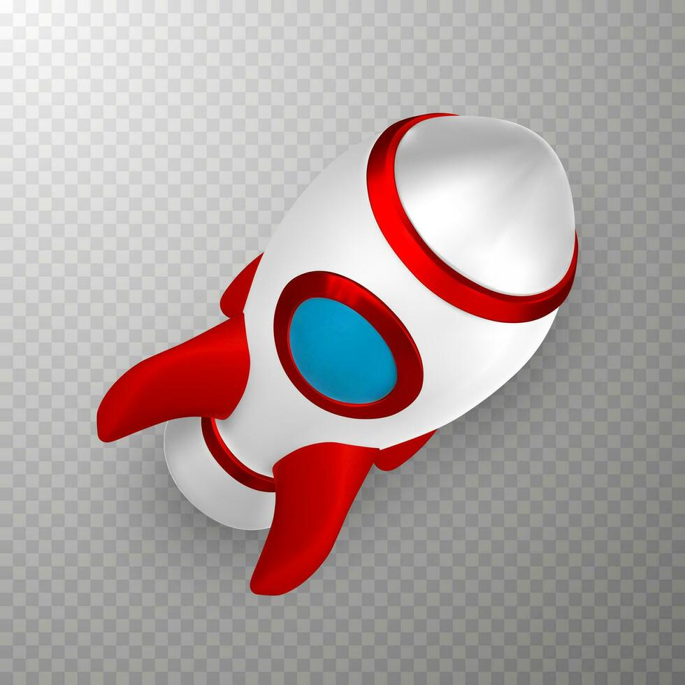 3d raket rymdskepp framställa och dra förbi maska. realistisk modern digital raket. vektor illustration
