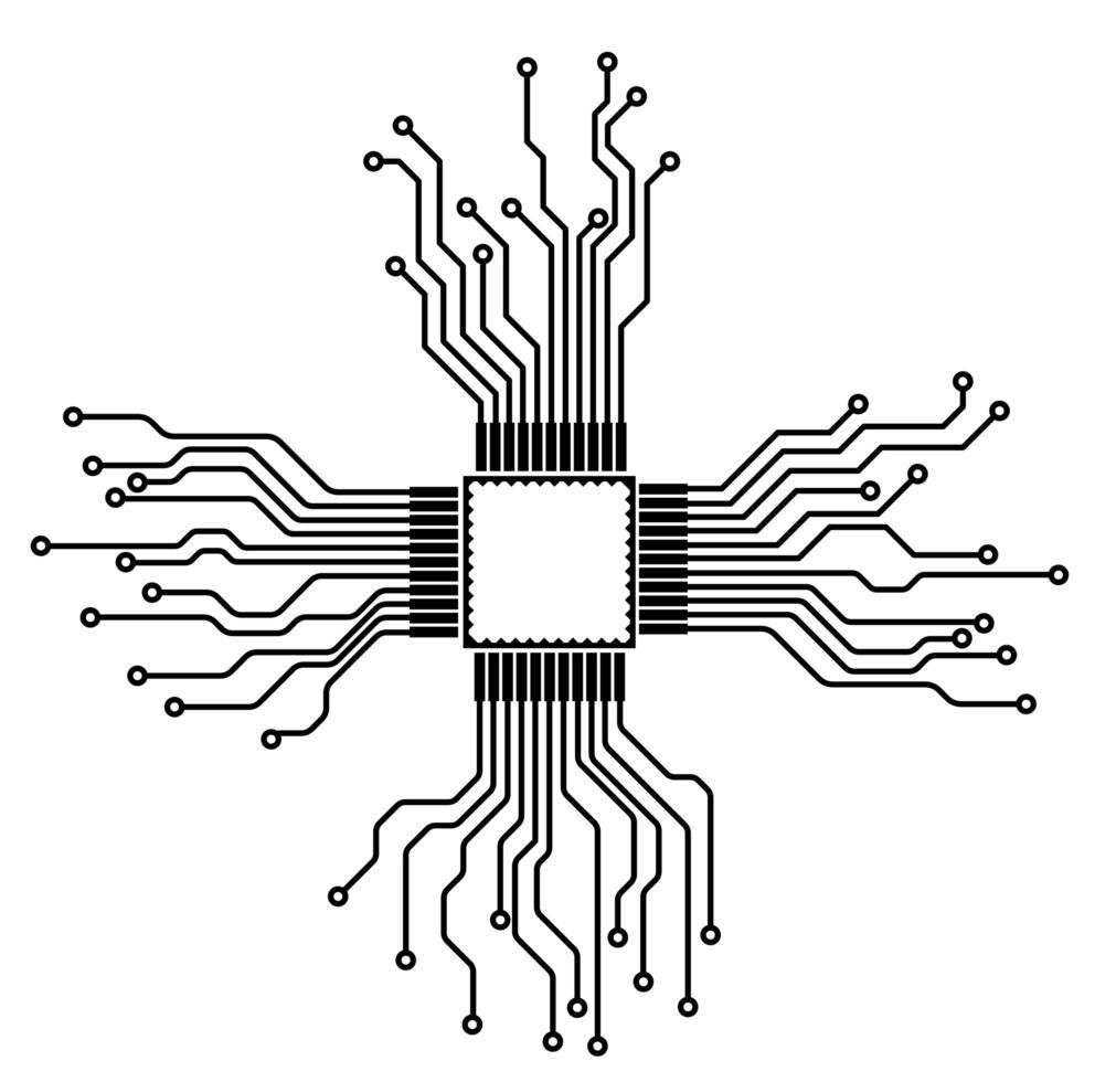 Computerserver-Hub-Technologie in vielen Stilen Technologie Bitcoin-Kryptowährung Online-Konzept vektor