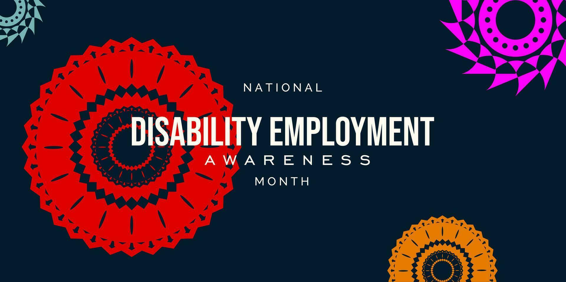 nationell handikapp sysselsättning medvetenhet månad... vektor