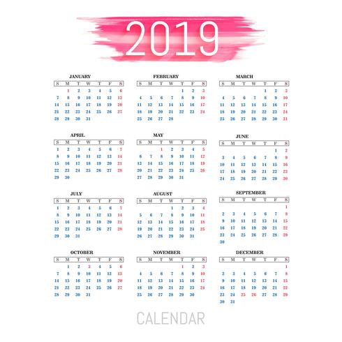 Moderner Kalenderschablonenvektor des Kalenders 2019 vektor