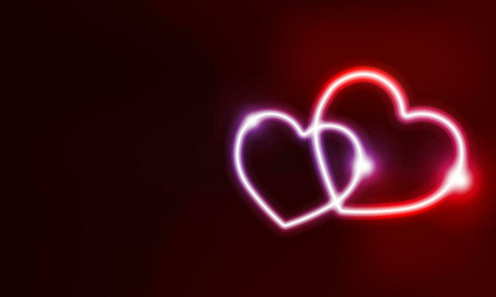 Neon- Herz Zeichen oder rahmen. glücklich Valentinstag Neon- Beleuchtung Vektor Design