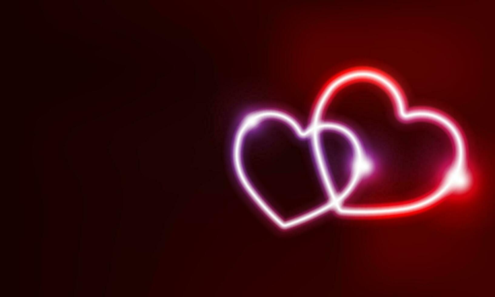 neon hjärta tecken eller ram. Lycklig valentine neon lampor vektor design